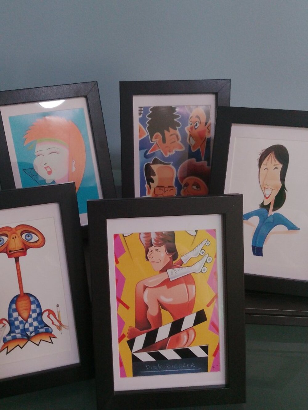 7"x5" Framed and matted caricature by Risko  - 5 to choose from.